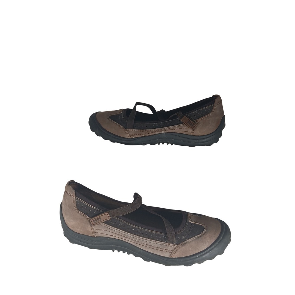 Lands End Mary Jane Sneakers 8B Brown Leather Gorpcore Casual Walking Shoes